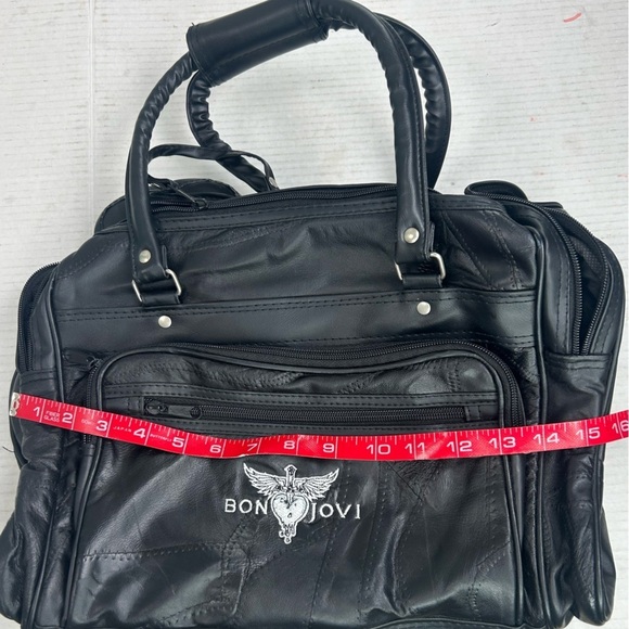 Bon Jovi 80's VIP Black Leather Duffle Overnight Travel Bag Rock N Roll Vintage - Picture 11 of 12